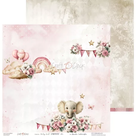 Craft O'Clock Scrapbook papírkészlet 6" (15 cm) Baby Girl Universe Paper Collection Set (24 ív)