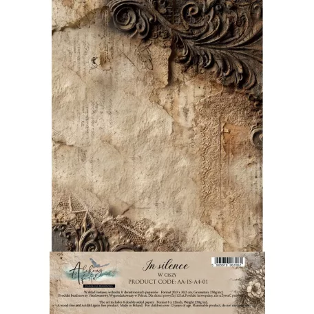 Alchemy of Art Scrapbook papírkészlet A4 In Silence Paper Collection Set (8 lap)