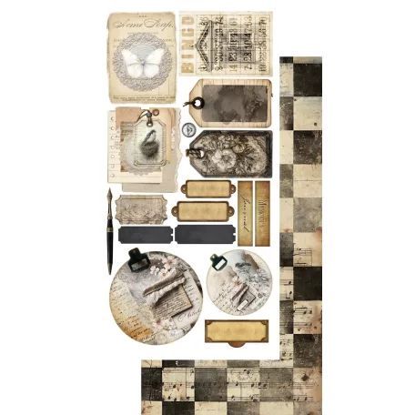 Alchemy of Art Kivágóív 6"x12" (15cm x 30 cm) In Silence Junk Journal Set (6 ív)