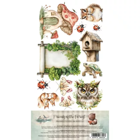 Alchemy of Art Kivágóív 6"x12" (15cm x 30 cm) Friends of the Forest Junk Journal Set (12 ív)