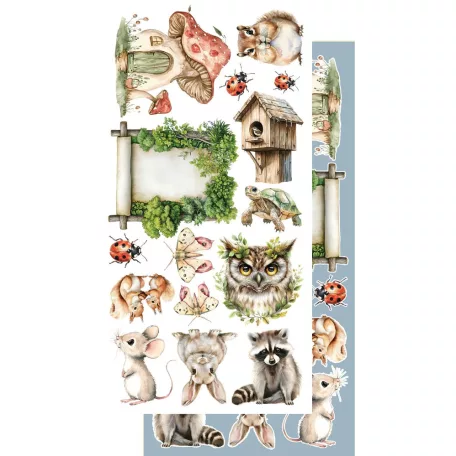 Alchemy of Art Kivágóív 6"x12" (15cm x 30 cm) Friends of the Forest Junk Journal Set (12 ív)