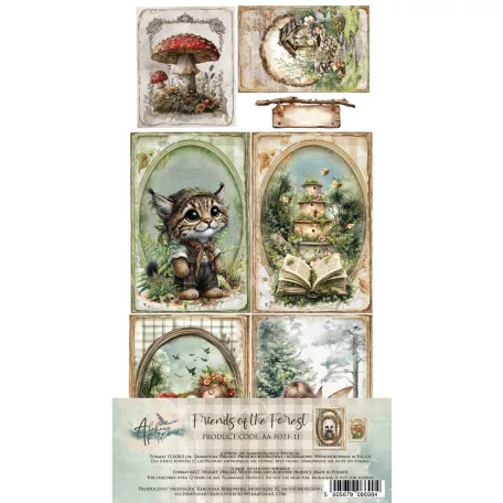 Alchemy of Art Kivágóív 6"x12" (15cm x 30 cm) Friends of the Forest Extras to Cut Set (6 ív)
