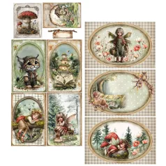   Alchemy of Art Kivágóív 6"x12" (15cm x 30 cm) Friends of the Forest Extras to Cut Set (6 ív)