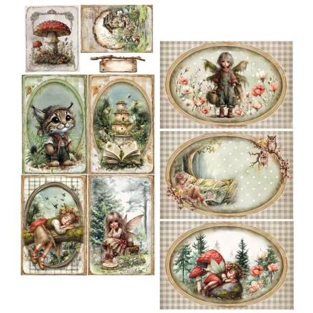 Alchemy of Art Kivágóív 6"x12" (15cm x 30 cm) Friends of the Forest Extras to Cut Set (6 ív)
