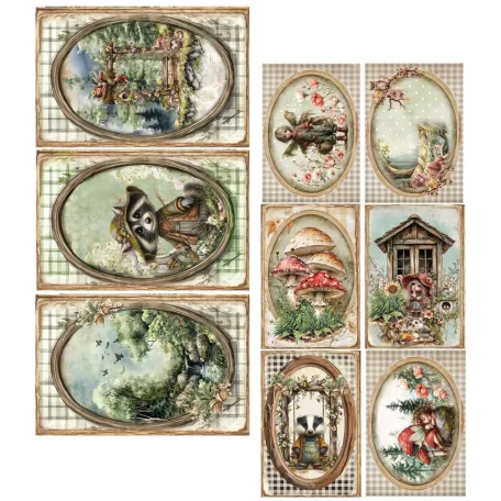 Alchemy of Art Kivágóív 6"x12" (15cm x 30 cm) Friends of the Forest Extras to Cut Set (6 ív)