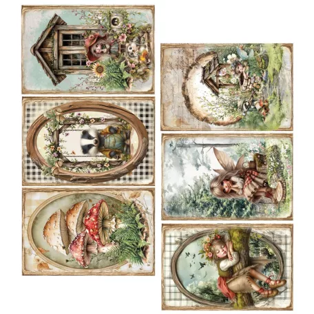 Alchemy of Art Kivágóív 6"x12" (15cm x 30 cm) Friends of the Forest Extras to Cut Set (6 ív)