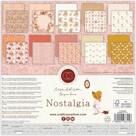 Nostalgia Papírkészlet 12" (30 cm) Craft Consortium Paper Pad (30 lap)