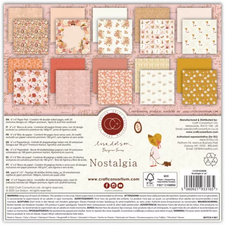Nostalgia Papírkészlet 6" (15 cm) Craft Consortium Paper Pad (40 lap)