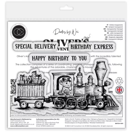 Fotopolimer bélyegző Birthday Express Craft Consortium Oliver's Adventures A6 Photopolymer Stamp Set (1 csomag)