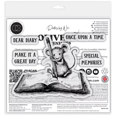 Fotopolimer bélyegző Memories Craft Consortium Oliver's Adventures A6 Photopolymer Stamp Set (1 csomag)