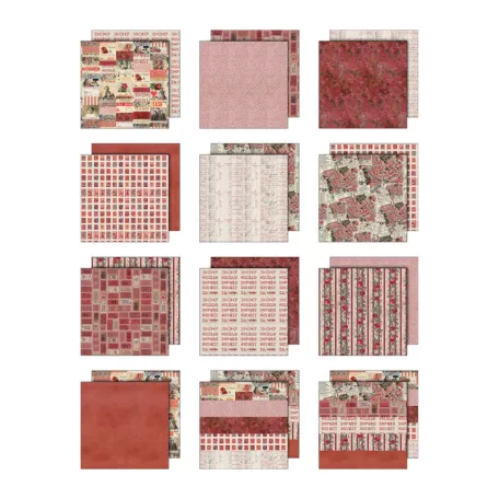 Red Papírkészlet 12" (30 cm) Tim Holtz Idea-ology Palette Collection (12 lap)