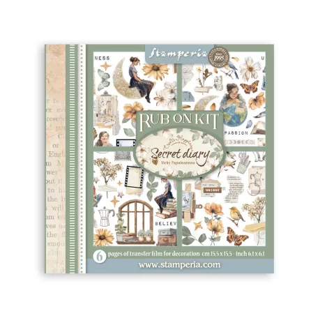 Stamperia Secret Diary Kaparós matrica készlet  Assortment Rub-On (6 ív)