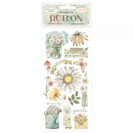 Stamperia Daisy Art Kaparós matrica  Me Quiere no me Quiere Rub-On (1 ív)