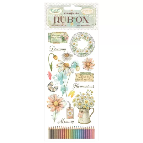 Stamperia Daisy Art Kaparós matrica  Harmonious Rub-On (1 ív)