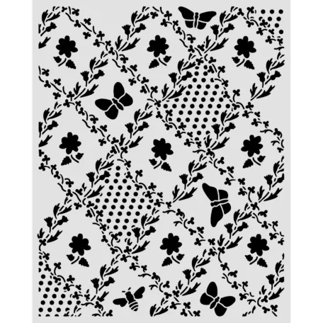 Stamperia Daisy Art Vastag stencil 20x25cm Texture Butterfly and Daisy Thick Stencil  (1 db)