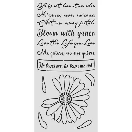 Stamperia Daisy Art Vastag stencil 12x25cm He Loves me, He loves me Not Thick Stencil  (1 db)