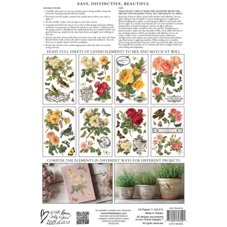 IOD By Any Other Name Transzfer fólia 8"X12" (20x30 cm) IOD Decor Transfer (8 ív)