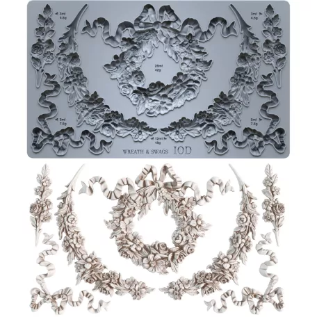 IOD Wreath & Swags Öntőforma 6″X10″ Decor Mould (1 db)