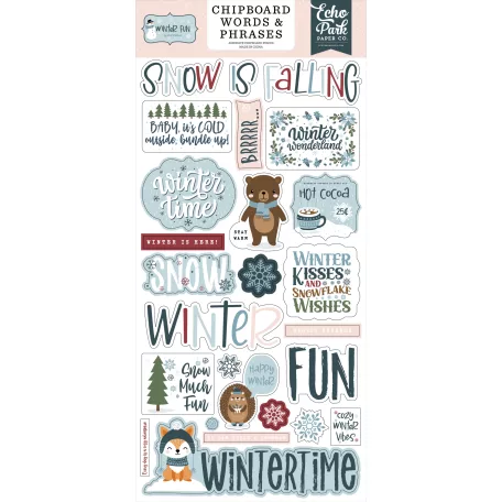 Echo Park Winter Fun Chipboard 6"X12" Chipboard Phrases (1 ív)