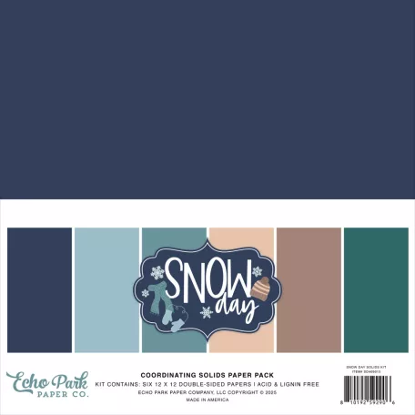 Echo Park Snow Day Papírkészlet 12" (30 cm) Coordinating Solids Paper Pack (6 lap)
