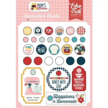 Echo Park Mom's Kitchen Díszítőelem Adhesive Brads (1 csomag)