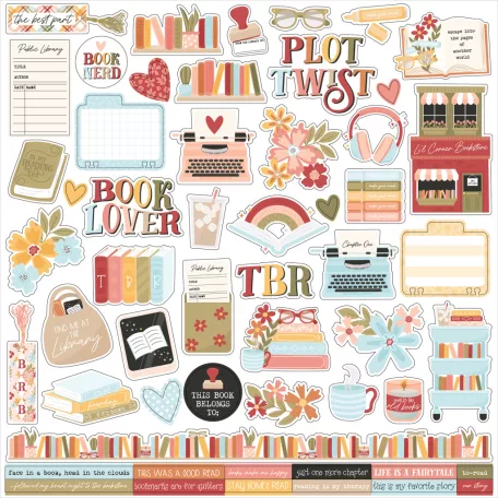 Echo Park Bookish Matrica 12" (30 cm) Cardstock Stickers (1 ív)