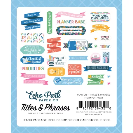 Echo Park Plan On It Kivágatok Titles & Phrases (1 csomag)