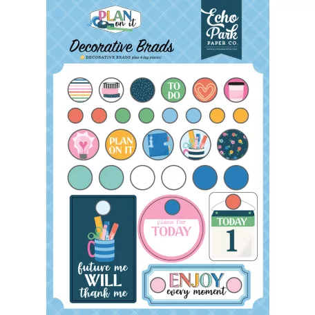 Echo Park Plan On It Díszítőelem Adhesive Brads (1 csomag)