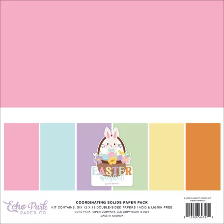 Echo Park Easter Basket Papírkészlet 12" (30 cm) Coordinating Solids Paper Pack (6 lap)