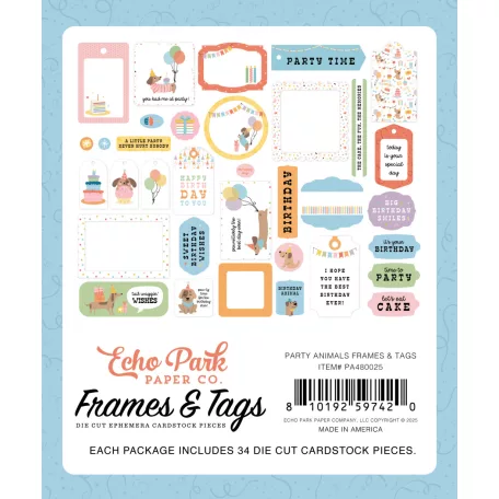 Echo Park Party Animal Kivágatok Frames & Tags (1 csomag)