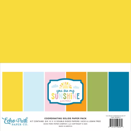 Echo Park You Are My Sunshine Papírkészlet 12" (30 cm) Coordinating Solids Paper Pack (6 lap)