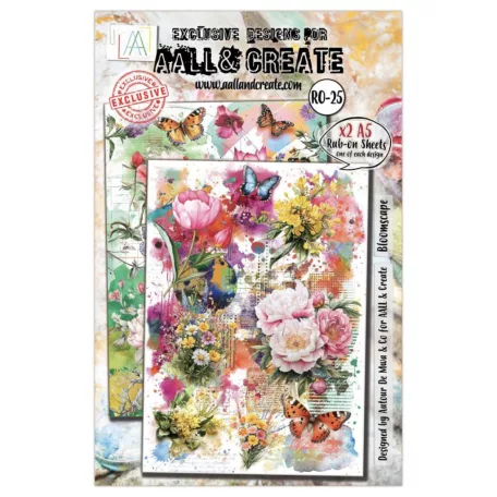 AALL & CREATE Kaparós matrica Radiant Florals A5 Rub-Ons Bloomscape 