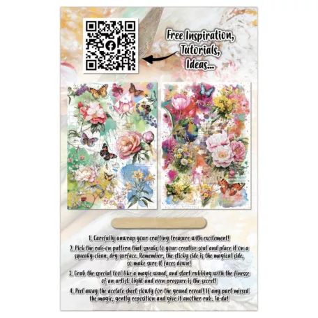 AALL & CREATE Kaparós matrica Radiant Florals A5 Rub-Ons Bloomscape 