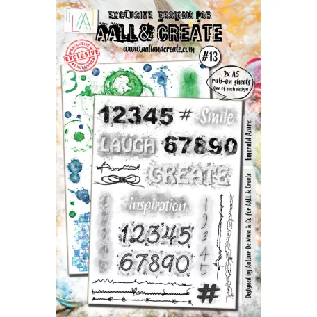 AALL & CREATE Kaparós matrica Rub-Ons A5 Emerald Azure 