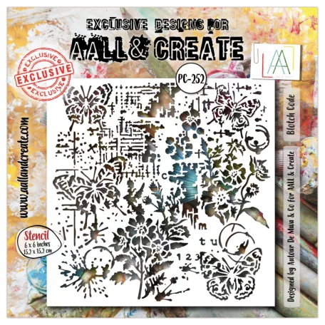 AALL & CREATE Stencil Petal Cipher 6x6 Inch Stencil Blotch Code 