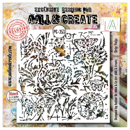 AALL & CREATE Stencil Petal Cipher 6x6 Inch Stencil Drip Pulse 