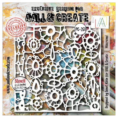 AALL & CREATE Stencil Retro Revival 6x6 Inch Stencil Macramé 