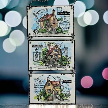 AALL & CREATE Szilikonbélyegző Whimsy Dwellings A6 Stamp Set Stone & Ink 
