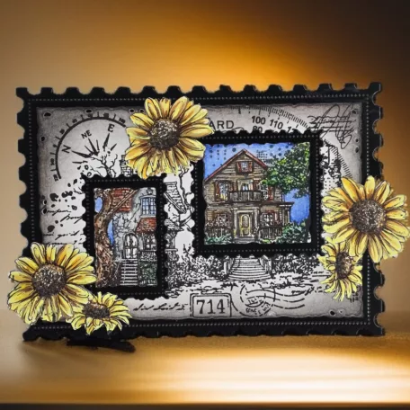 AALL & CREATE Szilikonbélyegző Whimsy Dwellings A6 Stamp Set Scenic Script 