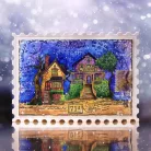 AALL & CREATE Szilikonbélyegző Whimsy Dwellings A6 Stamp Set Scenic Script 