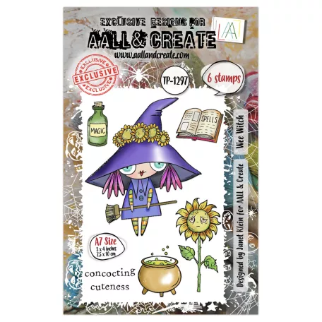 AALL & CREATE Szilikonbélyegző Witchlets & Weirdlings A7 Stamp Set Wee Witch 