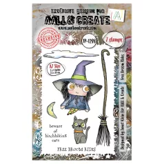   AALL & CREATE Szilikonbélyegző Witchlets & Weirdlings A7 Stamp Set Free Broom Rides 