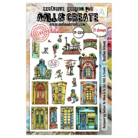 AALL & CREATE Szilikonbélyegző AALLtropolis Stamp Set A5 Roofline Friends 
