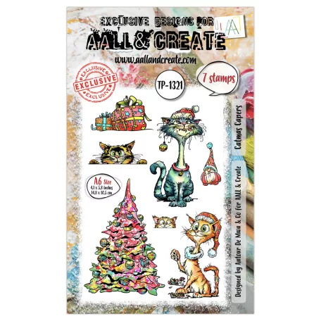 AALL & CREATE Szilikonbélyegző Santa's Sidekicks A6 Stamp Set Catmas Capers 