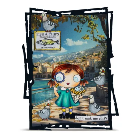 AALL & CREATE Szilikonbélyegző Postcards from London A7 Stamp Set Fish 'n Chips 