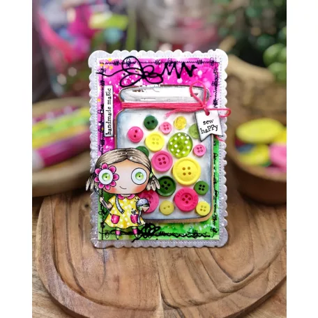 AALL & CREATE Szilikonbélyegző Petals & Ink A7 Stamp Set Sew Happy 