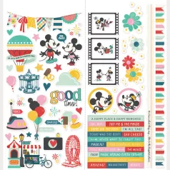   Simple Stories Matrica 12" (30 cm) Say Cheese Happiest Place Cardstock Stickers Icons (1 ív)
