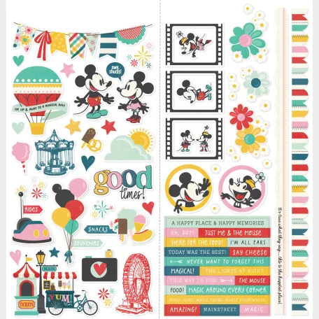 Simple Stories Matrica 12" (30 cm) Say Cheese Happiest Place Cardstock Stickers Icons (1 ív)