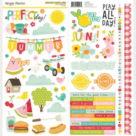 Simple Stories Matrica 12" (30 cm) Sweet Summertime Cardstock Stickers Icons (1 ív)