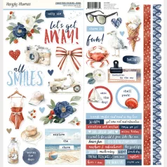   Simple Stories Matrica 12" (30 cm) Simple Vintage Sand & Sea Cardstock Stickers Icons (1 ív)
